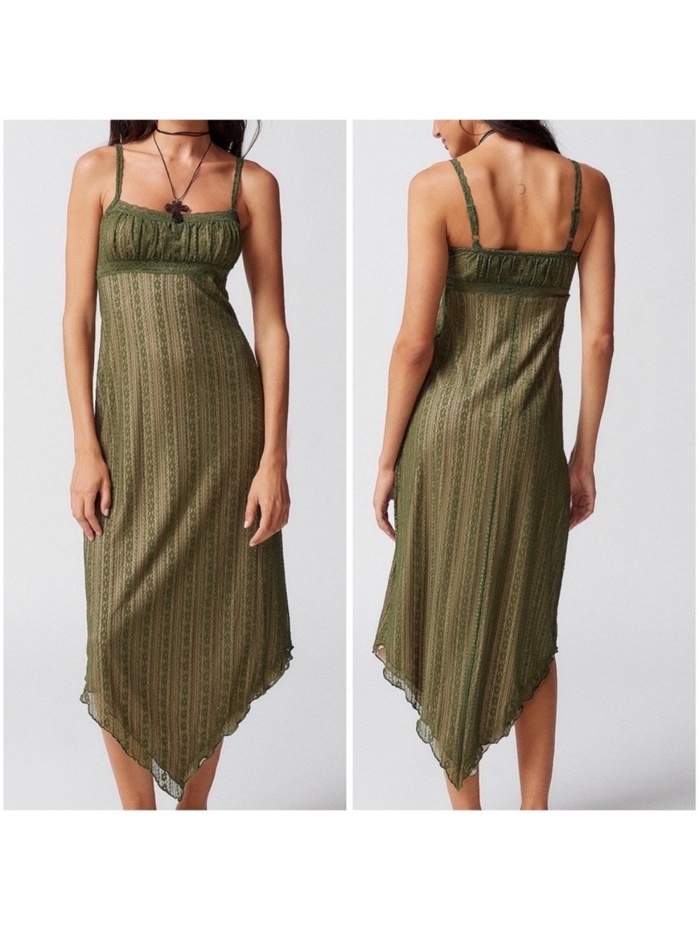 Urban Outfitters Nikita Lace Hanky Hem green Midi dress NWT size small